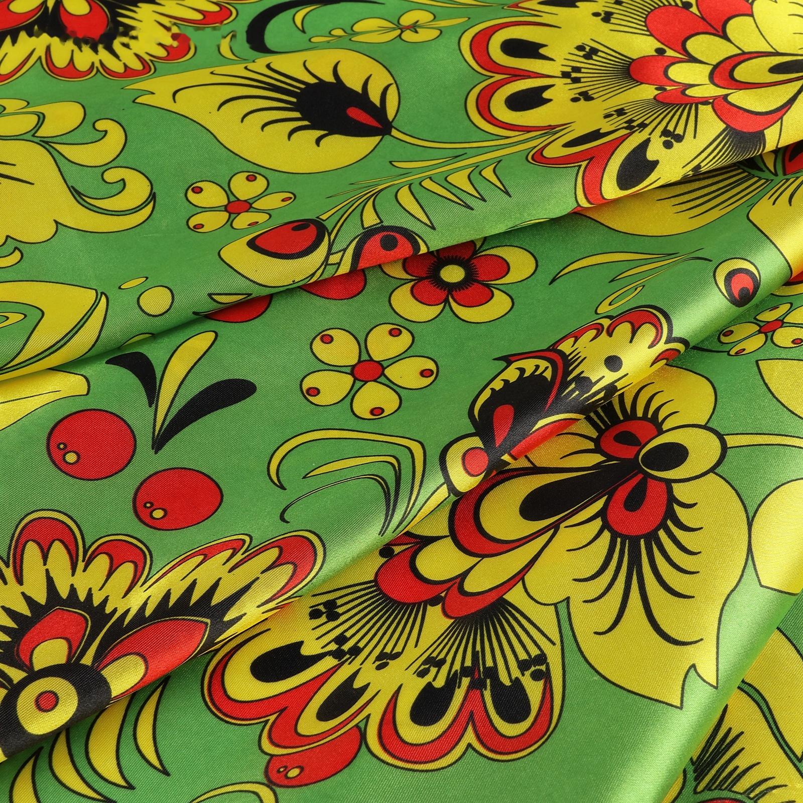 Ткань для рукоделия, атлас, хохлома, лоскут 100 × 150 см