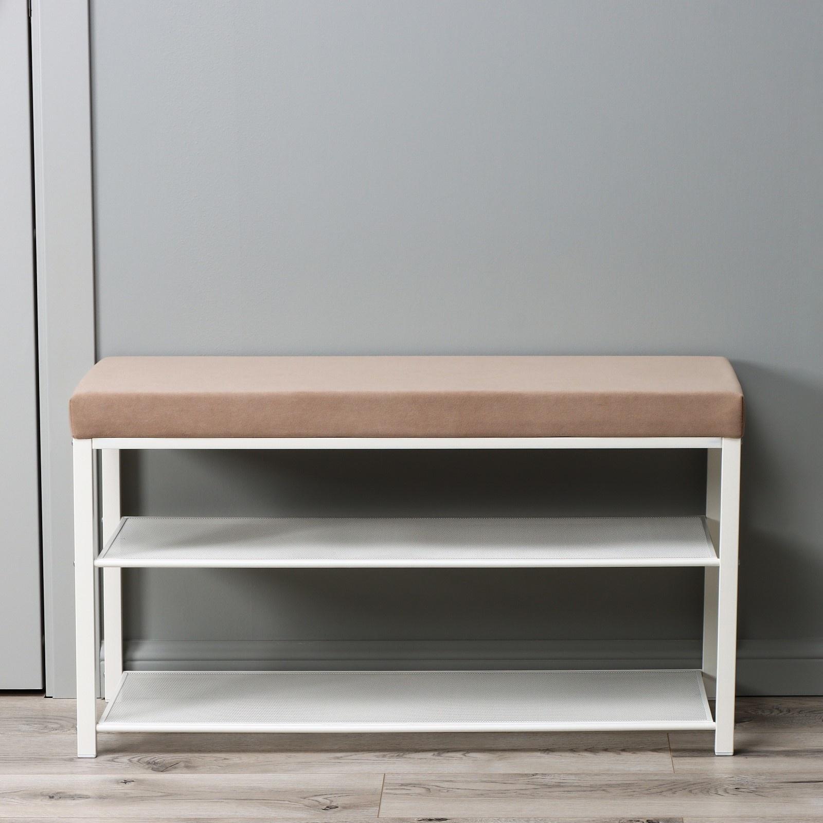 Банкетка «Торонто 33C», 92,5×31,6×11,3 см, цвет каркаса белый, цвет сиденья бежевый