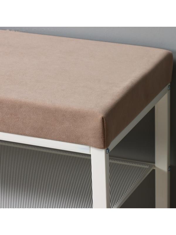 Банкетка «Торонто 33C», 92,5×31,6×11,3 см, цвет каркаса белый, цвет сиденья бежевый