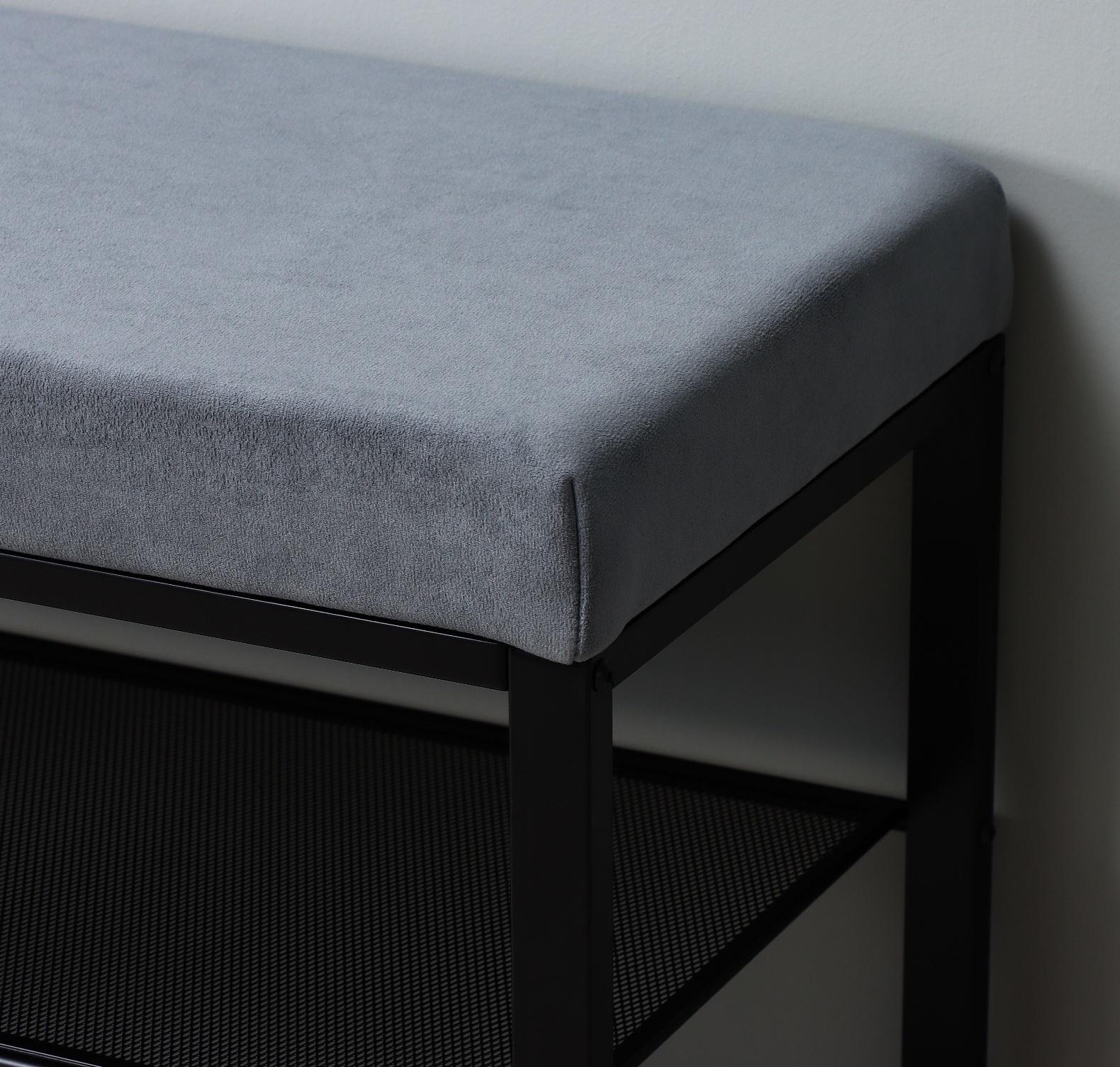 Банкетка «Торонто 33C», 88.5×30×49 см, каркас чёрный, сиденье серое