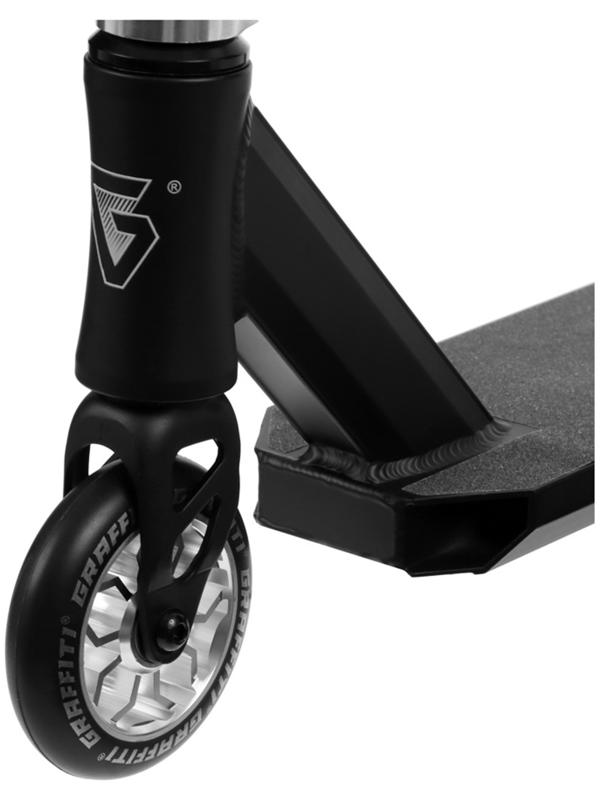 Самокат трюковой GRAFFITI Advanced 24, колёса PU 100 мм, SCS компрессия, ABEC 9 Chrome, цвет чёрный