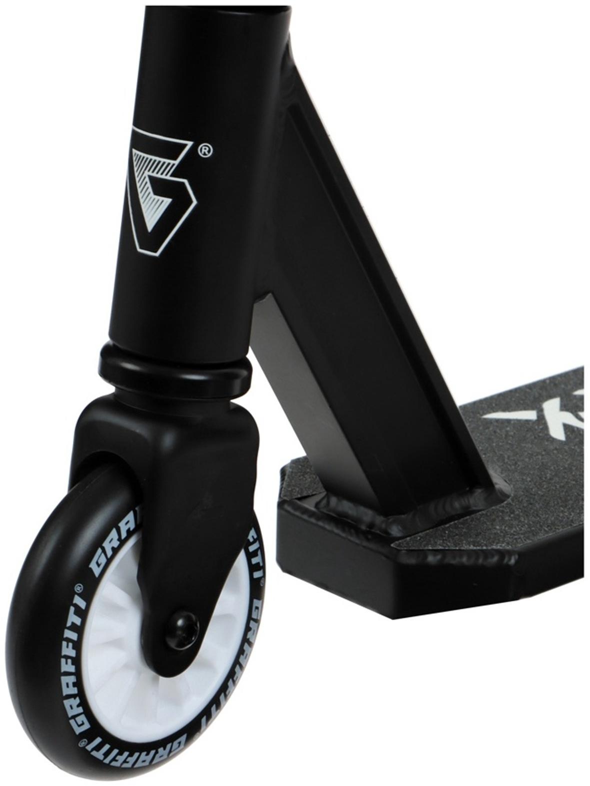 Самокат трюковой GRAFFITI Clever 24, колёса PU 100 мм, резьбовая компрессия, ABEC 9 Chrome, цвет чёрный