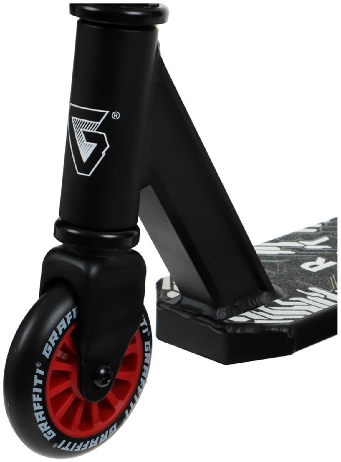 Самокат трюковой GRAFFITI Clever 24, колёса PU 100 мм, резьбовая компрессия, ABEC 9 Chrom, цвет чёрный
