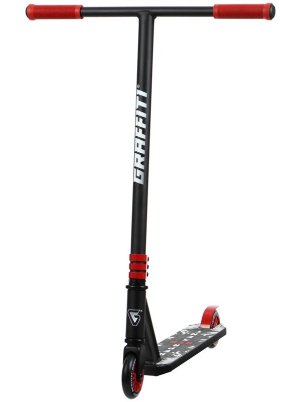 Самокат трюковой GRAFFITI Clever 24, колёса PU 100 мм, резьбовая компрессия, ABEC 9 Chrom, цвет чёрный