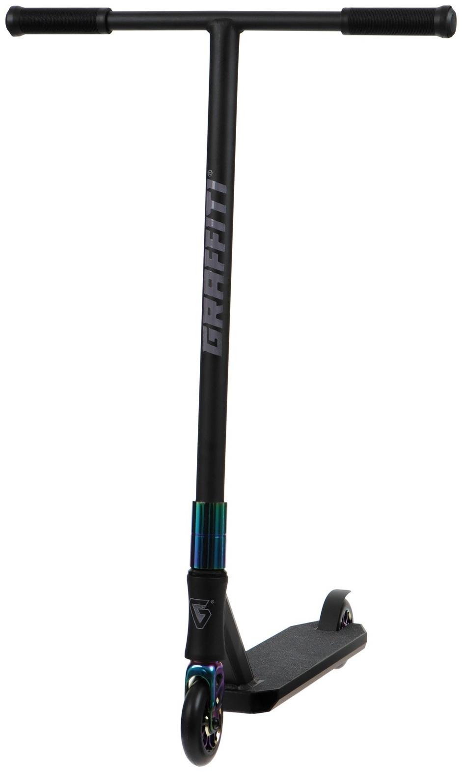 Самокат трюковой GRAFFITI Electric 24, колёса PU 100 мм, SCS компрессия, ABEC 9 Chrome, цвет черный