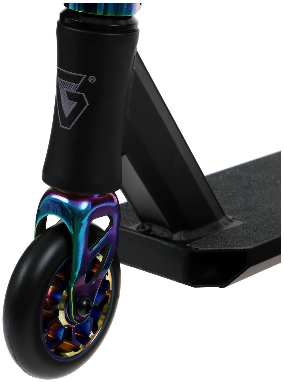 Самокат трюковой GRAFFITI Electric 24, колёса PU 100 мм, SCS компрессия, ABEC 9 Chrome, цвет черный