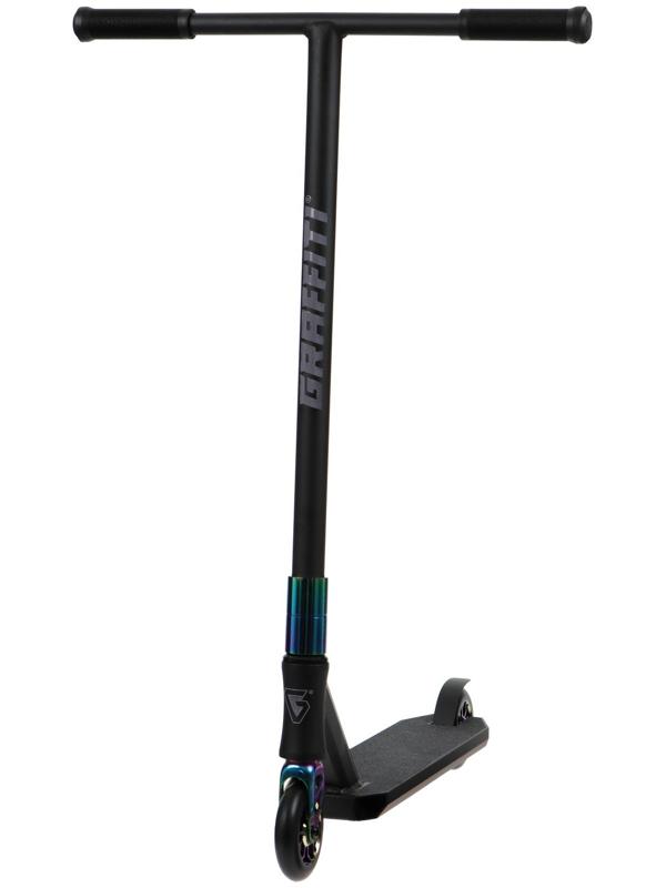 Самокат трюковой GRAFFITI Electric 24, колёса PU 100 мм, SCS компрессия, ABEC 9 Chrome, цвет черный