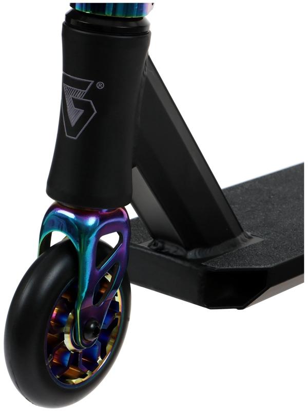 Самокат трюковой GRAFFITI Electric 24, колёса PU 100 мм, SCS компрессия, ABEC 9 Chrome, цвет черный