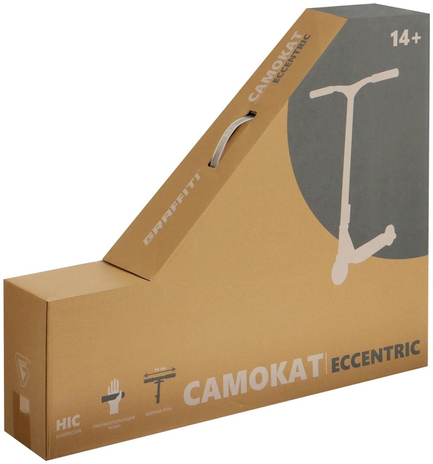 Самокат трюковой GRAFFITI Eccentric 24, колёса PU 110 мм, HIC компрессия, ABEC 9 Chrome, цвет белый