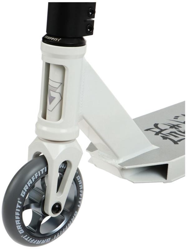 Самокат трюковой GRAFFITI Eccentric 24, колёса PU 110 мм, HIC компрессия, ABEC 9 Chrome, цвет белый