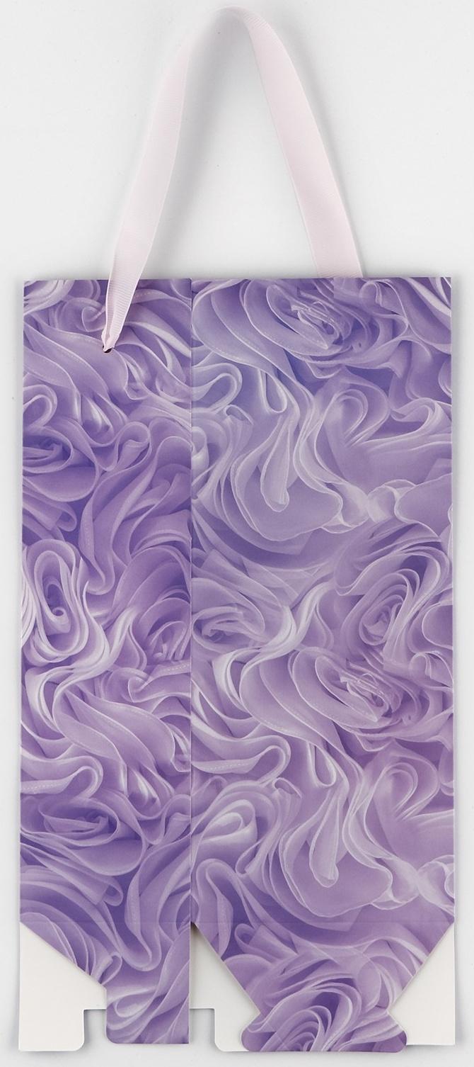 Пакет-переноска для цветов с пластиковым окном, Flowers, сиреневая, 30 х 12 х 8 см