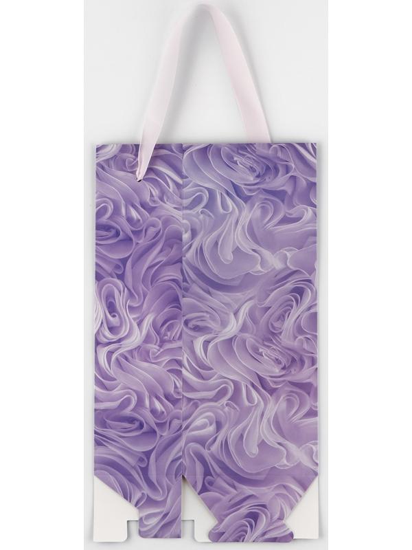 Пакет-переноска для цветов с пластиковым окном, Flowers, сиреневая, 30 х 12 х 8 см