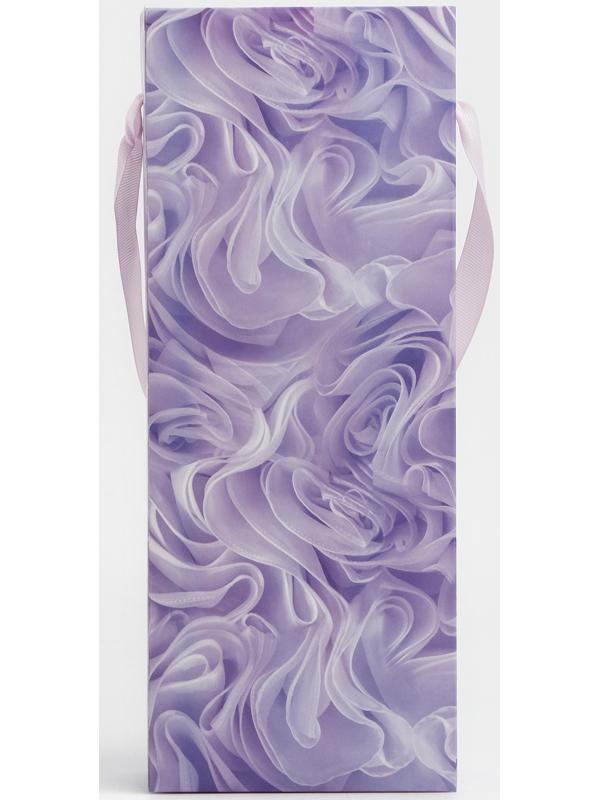 Пакет-переноска для цветов с пластиковым окном, Flowers, сиреневая, 30 х 12 х 8 см