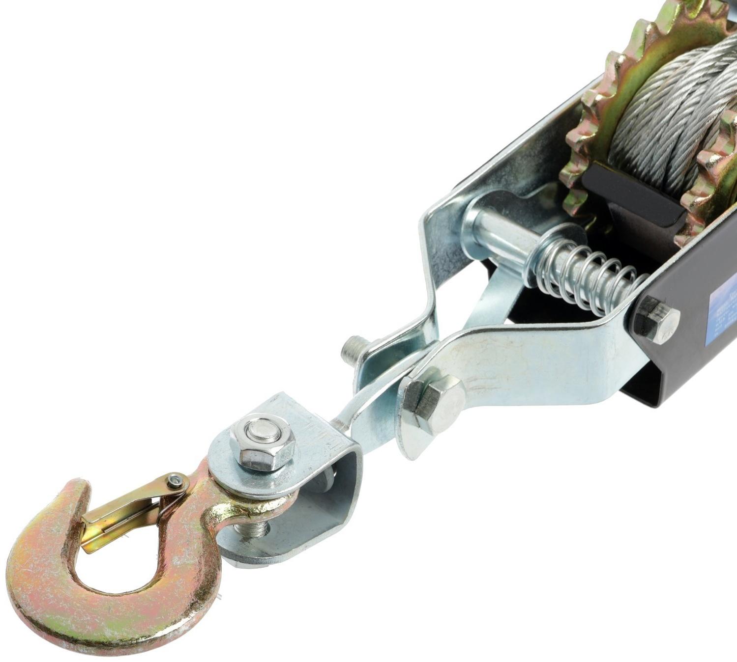 Лебедка рычажная ТУНДРА, двойное храповое колесо, тяга 4 т (подъем 1.6 т), трос 2.5 метра