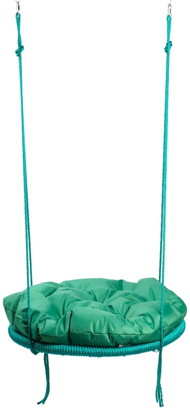Качели ГНЕЗДО с подушкой 80 см, с оплёткой, зелёная подушка