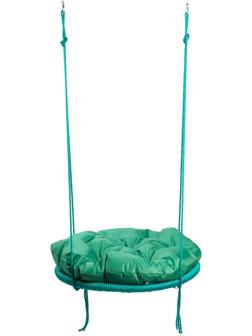Качели ГНЕЗДО с подушкой 80 см, с оплёткой, зелёная подушка