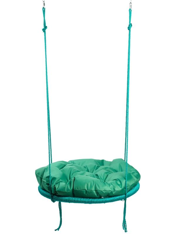 Качели ГНЕЗДО с подушкой 80 см, с оплёткой, зелёная подушка