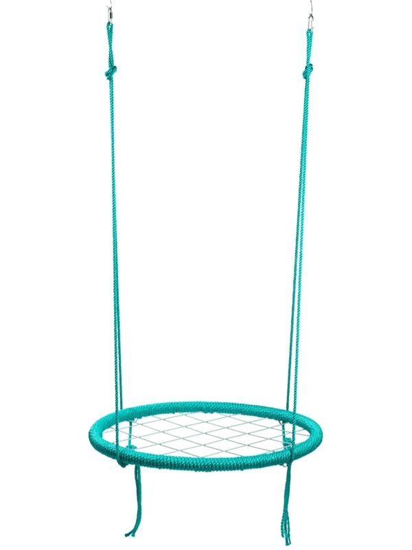 Качели ГНЕЗДО с подушкой 80 см, с оплёткой, зелёная подушка