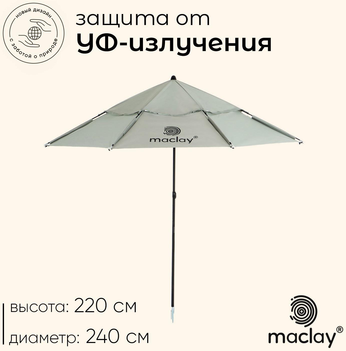 Зонт пляжный maclay, c УФ-защитой, d=240 см, h=220 см
