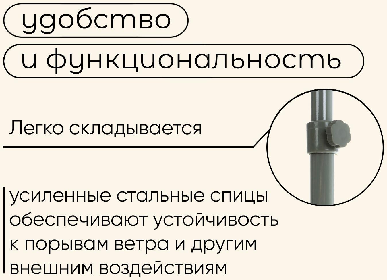 Зонт пляжный Maclay, с УФ-защитой, d=260 cм, h=240 см