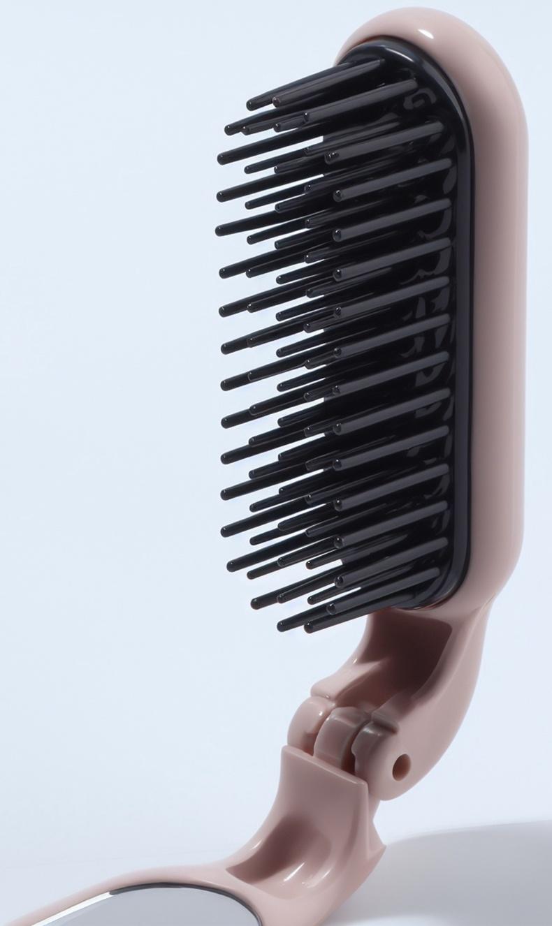 Расчёска массажная, складная, с зеркалом, 3 × 10 см, цвет пыльно-розовый