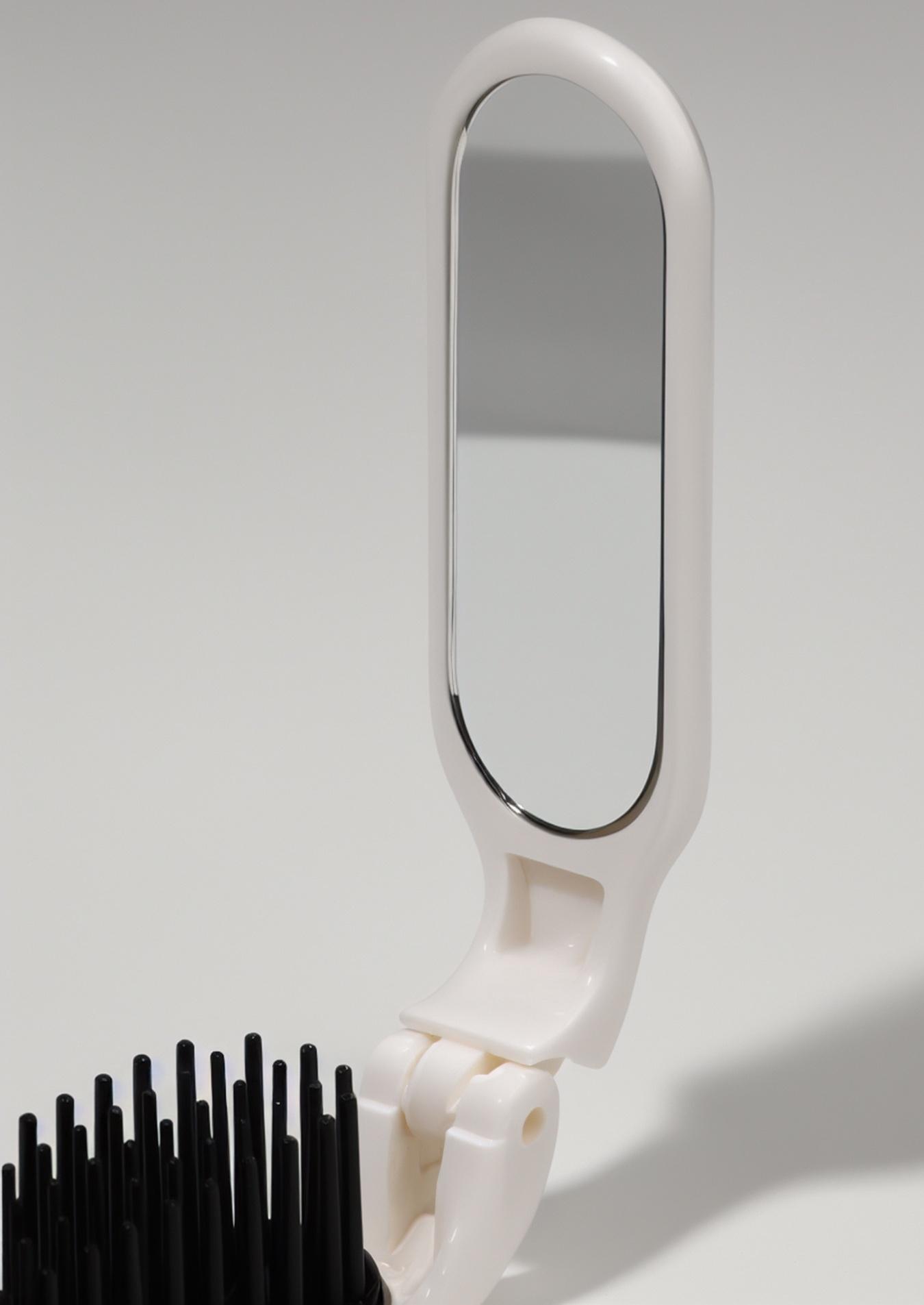 Расчёска массажная, складная, с зеркалом, 3 × 10 см, цвет белый