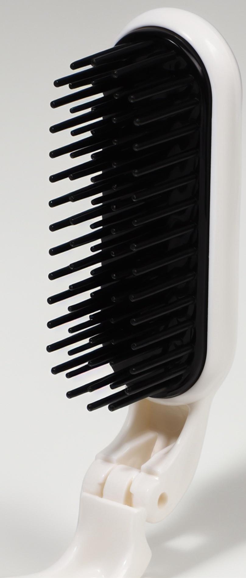 Расчёска массажная, складная, с зеркалом, 3 × 10 см, цвет белый