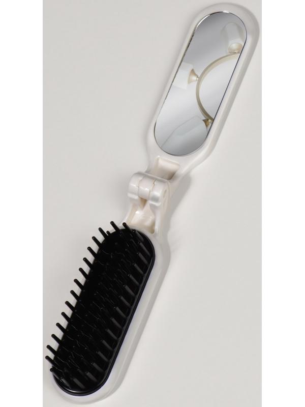 Расчёска массажная, складная, с зеркалом, 3 × 10 см, цвет белый