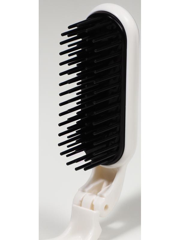 Расчёска массажная, складная, с зеркалом, 3 × 10 см, цвет белый