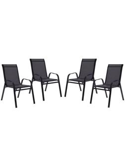 Набор садовой мебели: 4 стула, черный, 70 x 54 x 89 см, нагрузка до 120 кг, текстилен