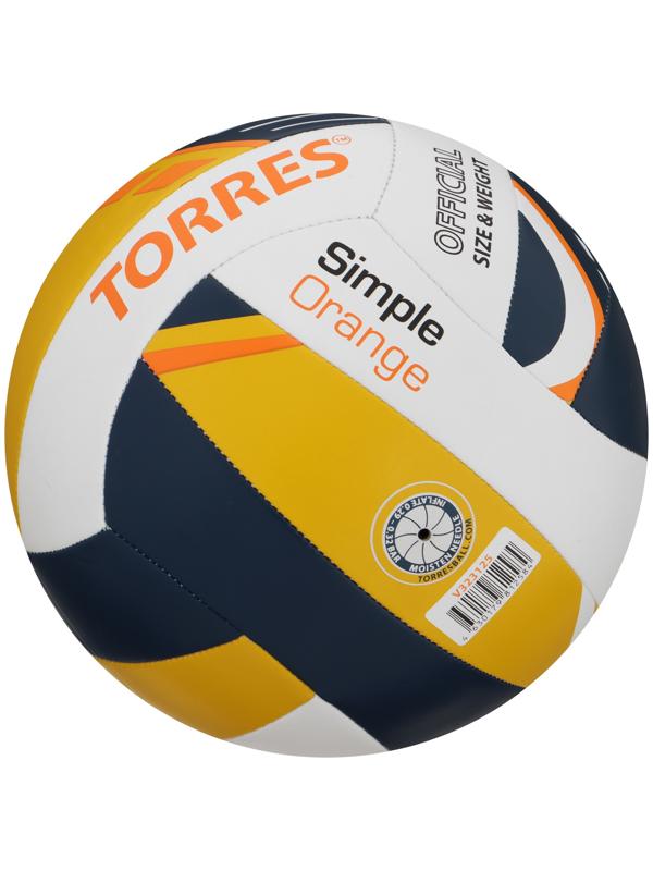 Волейбольный мяч TORRES Simple Orange, V323125, клееный, 18 панелей, р. 5, TPU