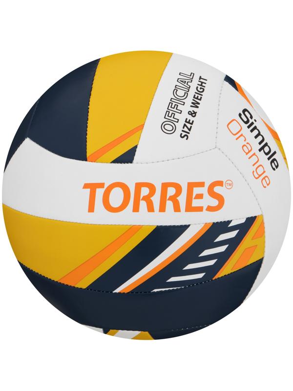 Волейбольный мяч TORRES Simple Orange, V323125, клееный, 18 панелей, р. 5, TPU