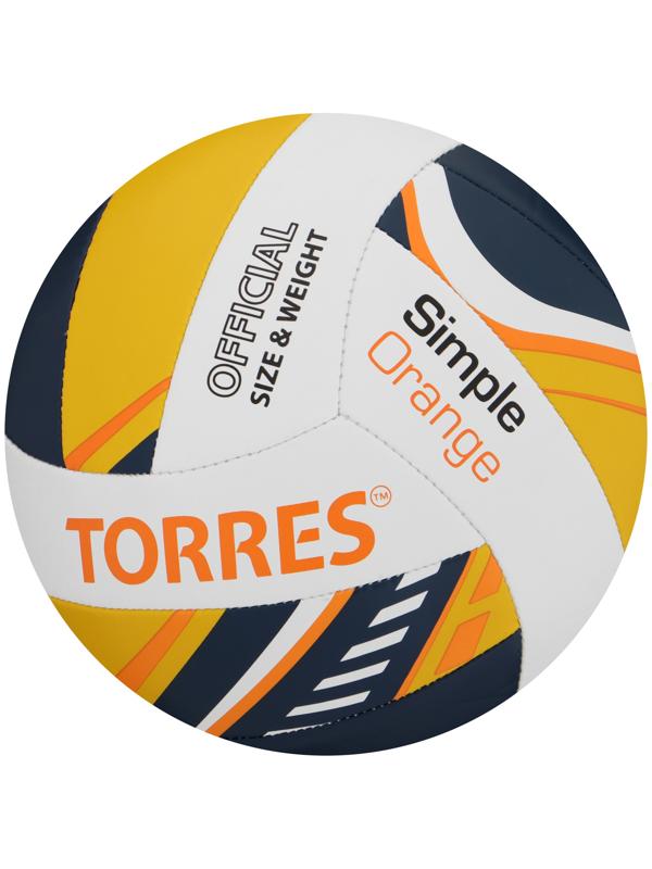 Волейбольный мяч TORRES Simple Orange, V323125, клееный, 18 панелей, р. 5, TPU