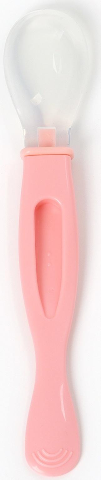 Ложка детская силиконовая для кормления, цвет розовый
