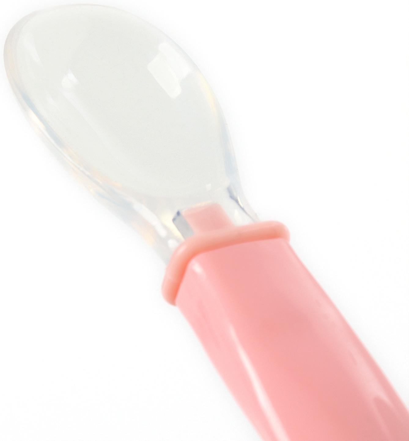 Ложка детская силиконовая для кормления, цвет розовый