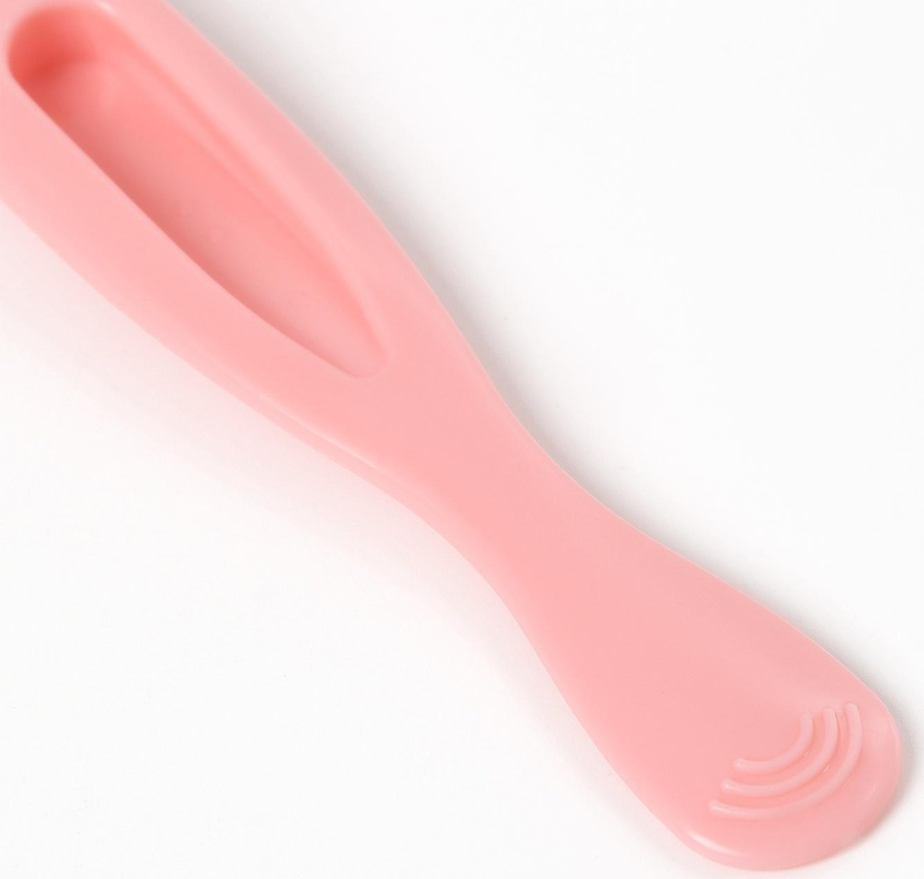 Ложка детская силиконовая для кормления, цвет розовый