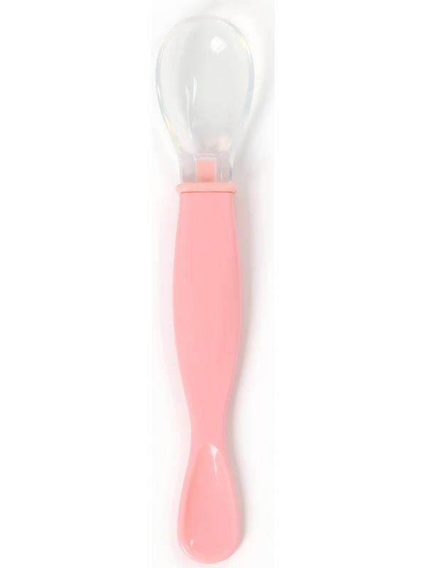 Ложка детская силиконовая для кормления, цвет розовый