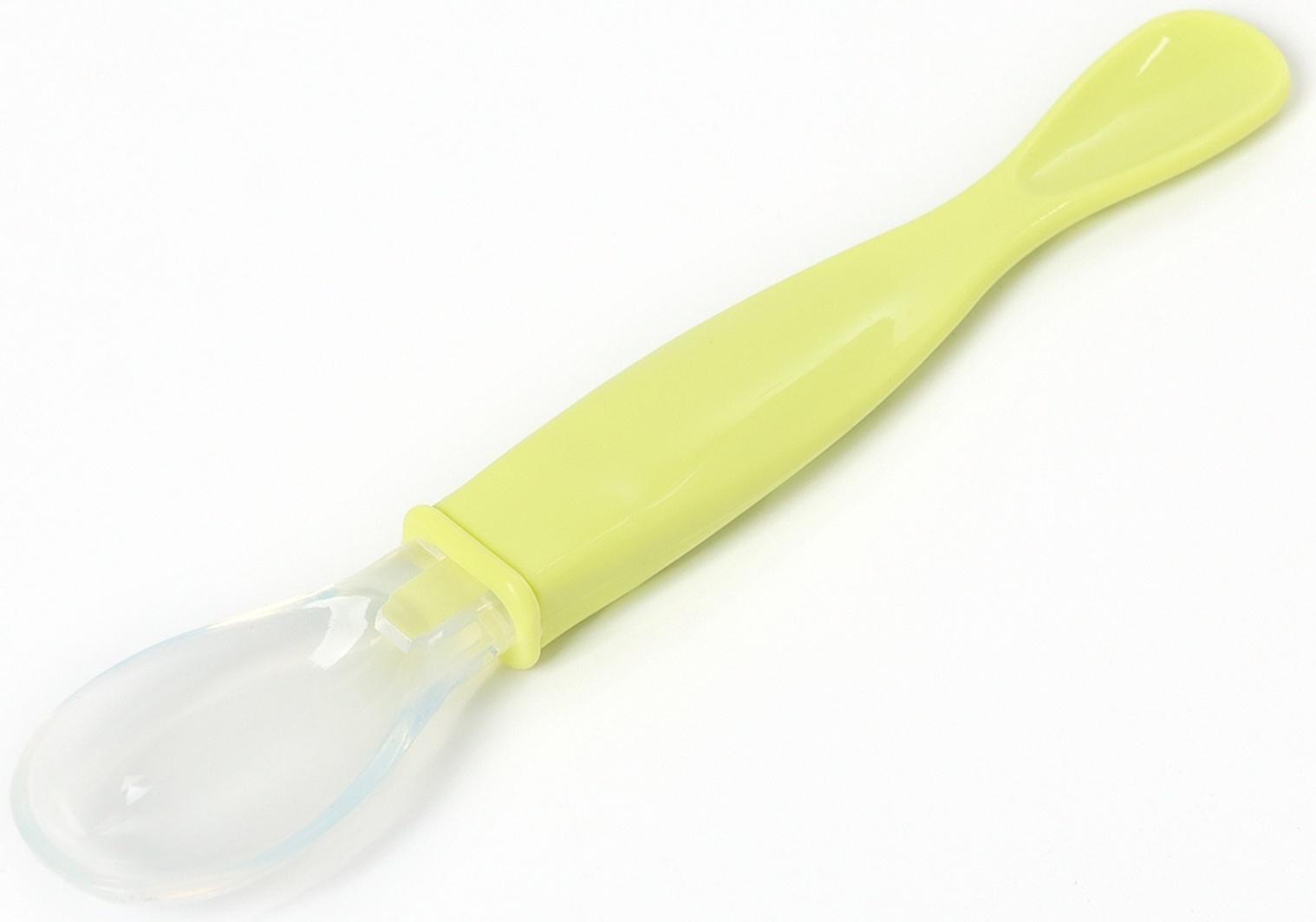 Ложка детская силиконовая для кормления, цвет зеленый