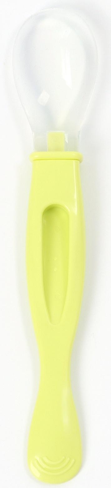 Ложка детская силиконовая для кормления, цвет зеленый