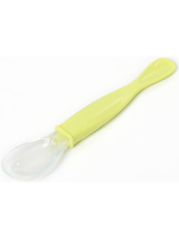Ложка детская силиконовая для кормления, цвет зеленый