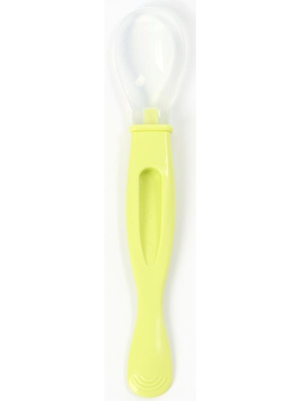 Ложка детская силиконовая для кормления, цвет зеленый