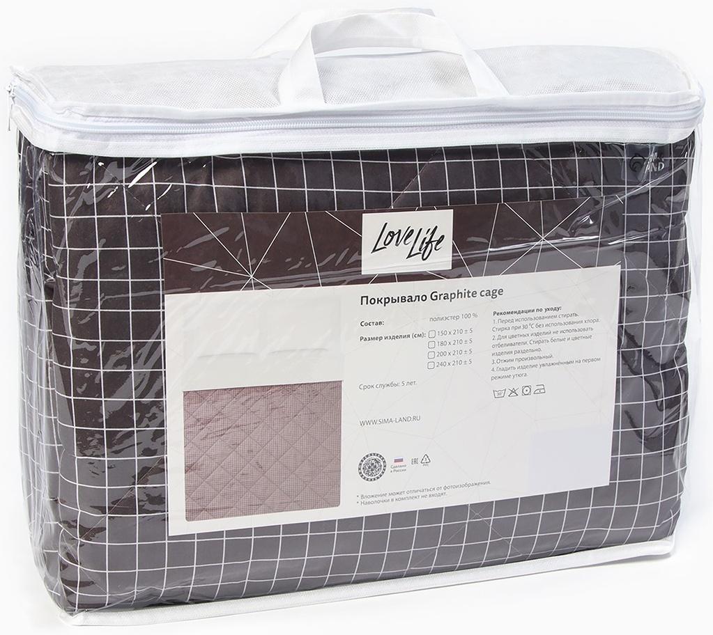 Покрывало LoveLife евро макси Graphite cage 240*210±5см, новосатин, 100%п/э