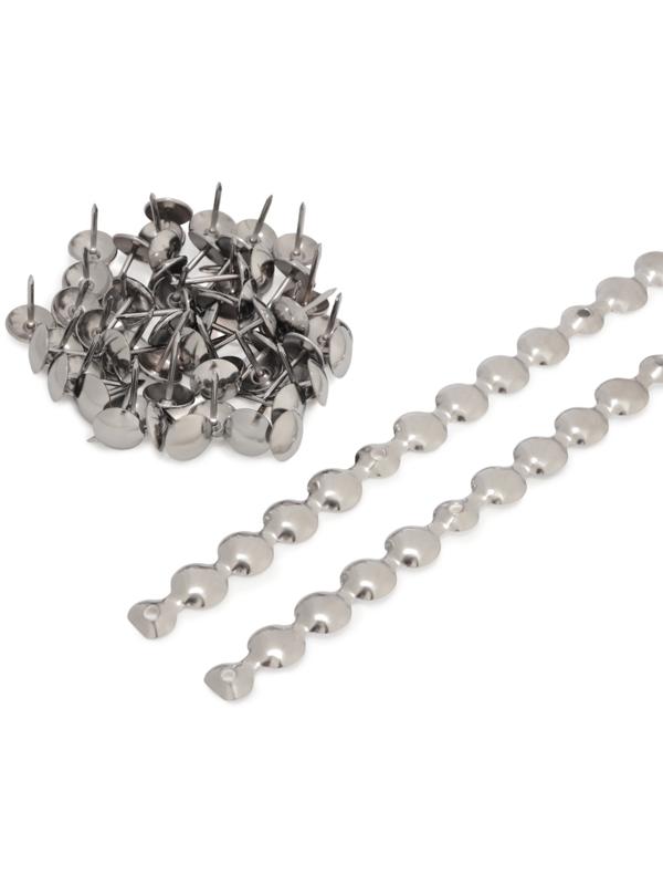 Лента декоративных гвоздей ТУНДРА, длина 1 м, 11×16 мм, хром, 10 шт.