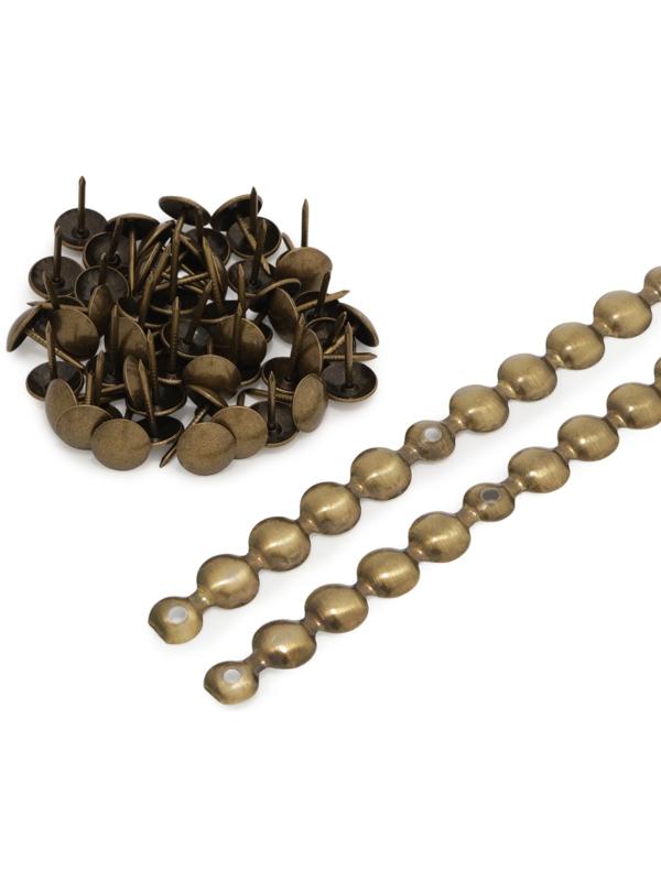 Лента декоративных гвоздей ТУНДРА, длина 1 м, 11×16 мм, бронза, 10 шт.