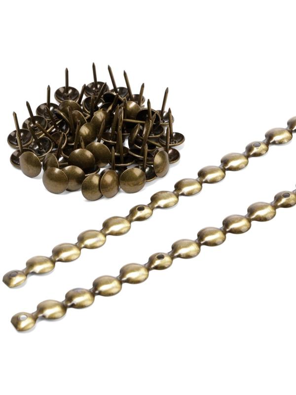 Лента декоративных гвоздей ТУНДРА, длина 1 м, 11×16 мм, бронза, 10 шт.