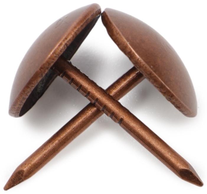 Лента декоративных гвоздей ТУНДРА, длина 1 м, 11×16 мм, медь, 10 шт.