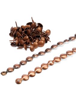 Лента декоративных гвоздей ТУНДРА, длина 1 м, 11×16 мм, медь, 10 шт.