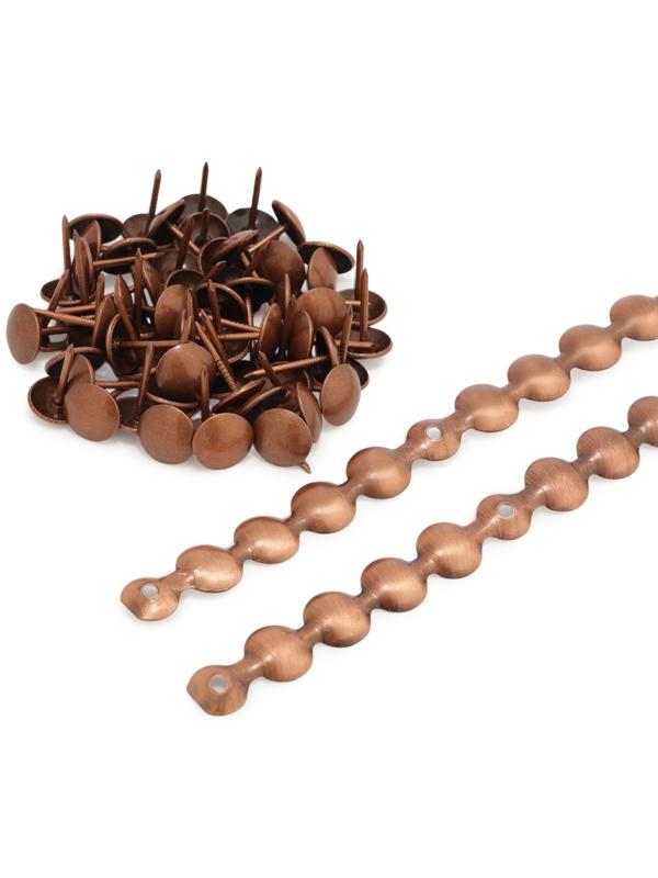 Лента декоративных гвоздей ТУНДРА, длина 1 м, 11×16 мм, медь, 10 шт.