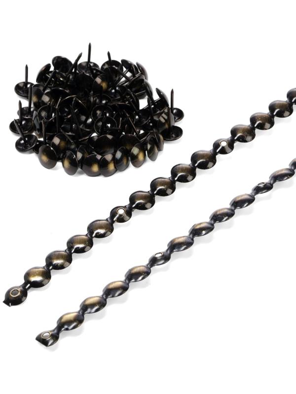 Лента декоративных гвоздей ТУНДРА, длина 1 м, 11×16 мм, античная бронза, 10 шт.