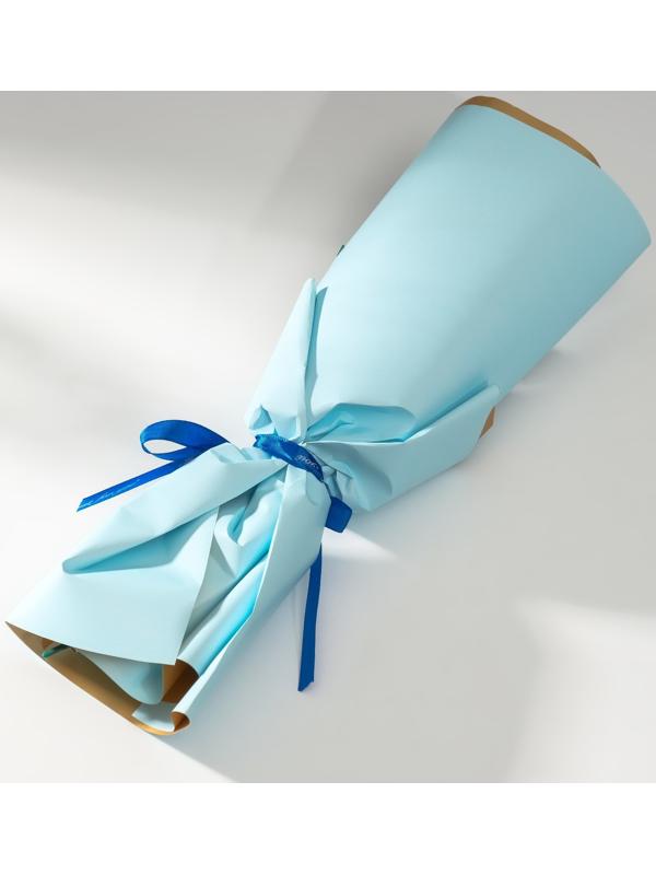 Букет из мыльных лепестков для ванны «Роза и эвкалипт», подарочный, голубой, 7.5×11×34.5 см